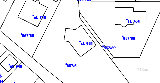 Parcela st. 661 v KÚ Dřenice u Chebu, Katastrální mapa