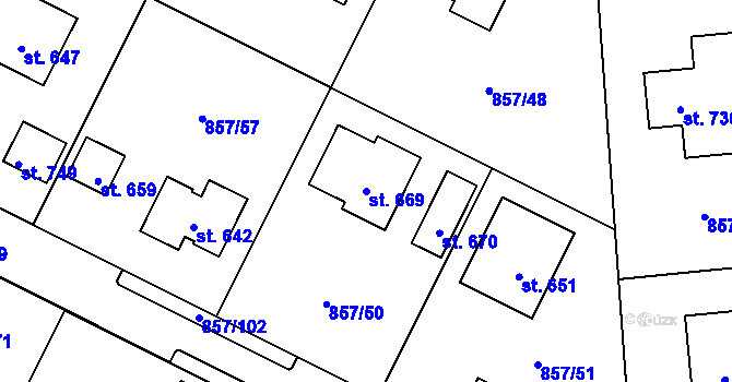 Parcela st. 669 v KÚ Dřenice u Chebu, Katastrální mapa