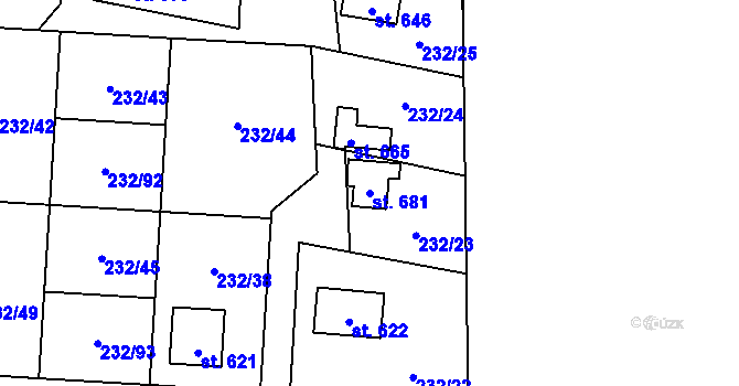 Parcela st. 681 v KÚ Dřenice u Chebu, Katastrální mapa