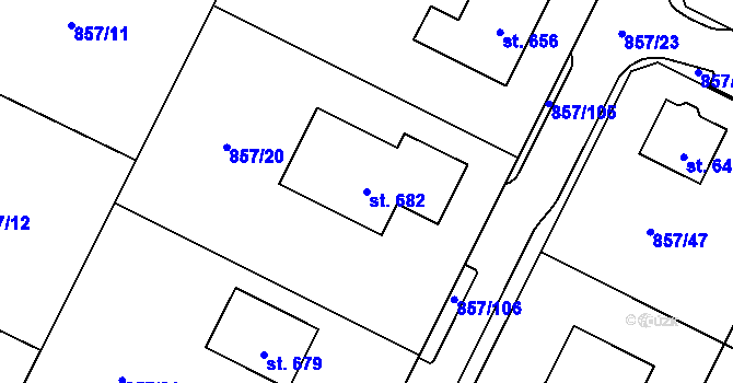 Parcela st. 682 v KÚ Dřenice u Chebu, Katastrální mapa