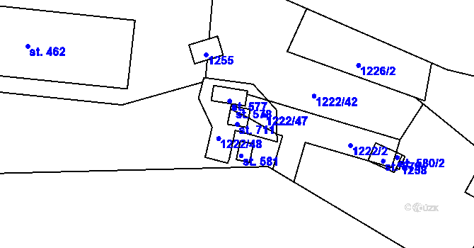 Parcela st. 711 v KÚ Dřenice u Chebu, Katastrální mapa