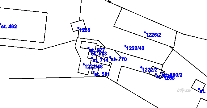 Parcela st. 1222/47 v KÚ Dřenice u Chebu, Katastrální mapa