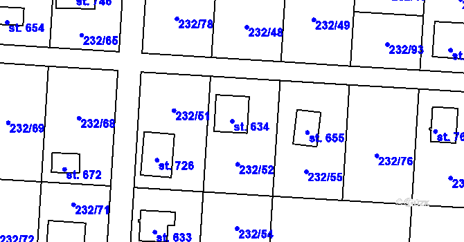 Parcela st. 634 v KÚ Dřenice u Chebu, Katastrální mapa