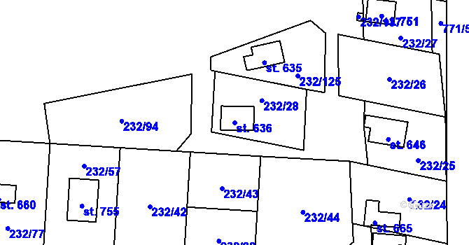 Parcela st. 636 v KÚ Dřenice u Chebu, Katastrální mapa