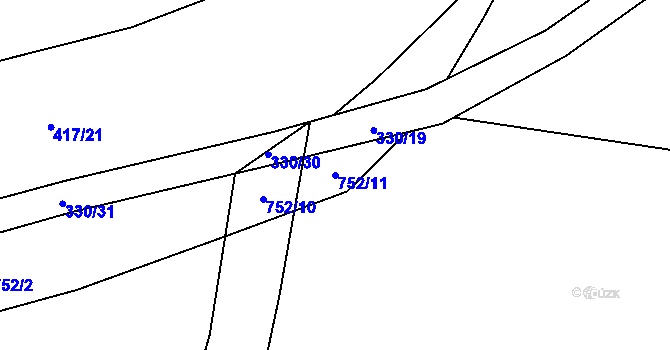 Parcela st. 752/11 v KÚ Dřenice u Chebu, Katastrální mapa