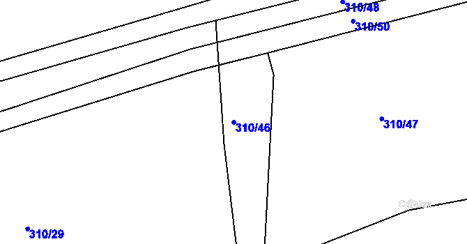 Parcela st. 310/46 v KÚ Dřenice u Chebu, Katastrální mapa