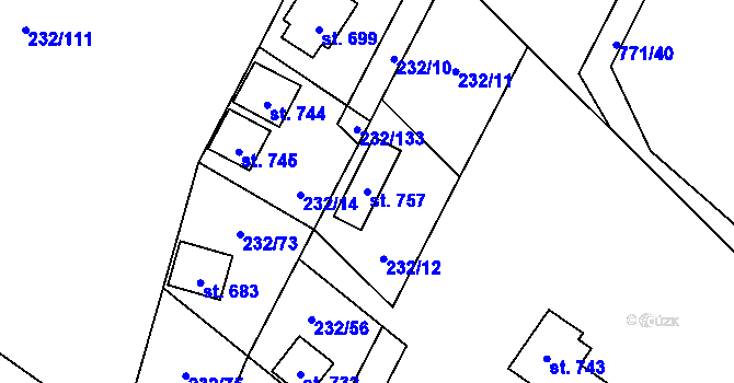 Parcela st. 757 v KÚ Dřenice u Chebu, Katastrální mapa