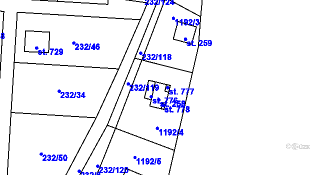 Parcela st. 777 v KÚ Dřenice u Chebu, Katastrální mapa