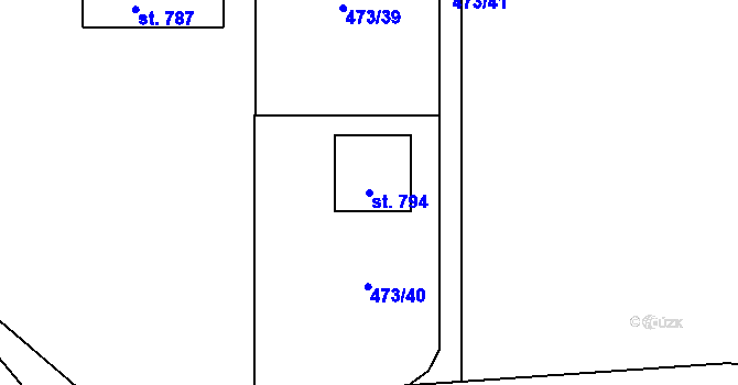 Parcela st. 794 v KÚ Dřenice u Chebu, Katastrální mapa