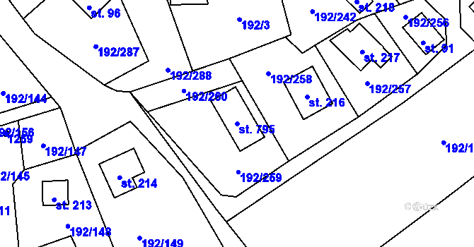 Parcela st. 795 v KÚ Dřenice u Chebu, Katastrální mapa