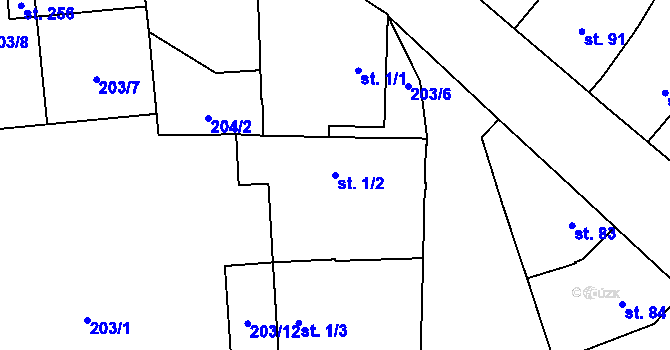 Parcela st. 1/2 v KÚ Chelčice, Katastrální mapa