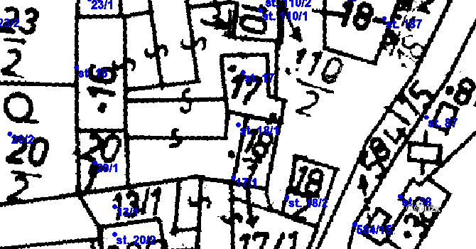 Parcela st. 18/1 v KÚ Chelčice, Katastrální mapa