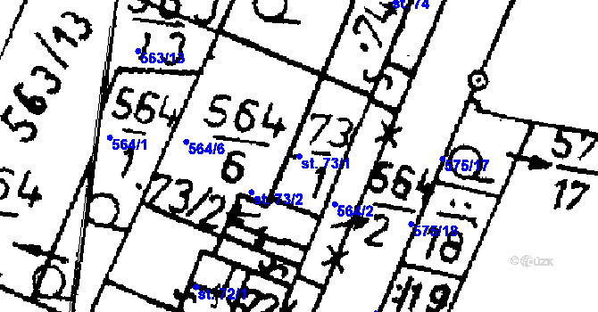 Parcela st. 73/1 v KÚ Chelčice, Katastrální mapa