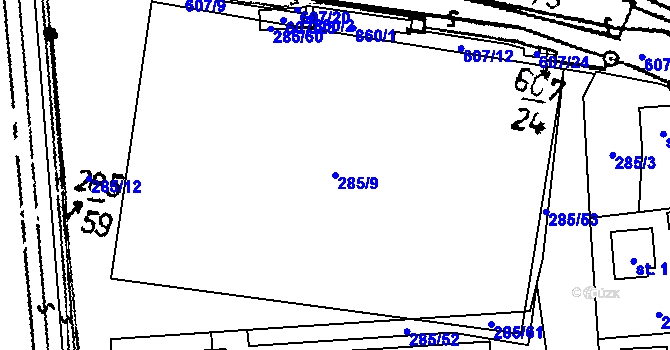 Parcela st. 285/9 v KÚ Chelčice, Katastrální mapa