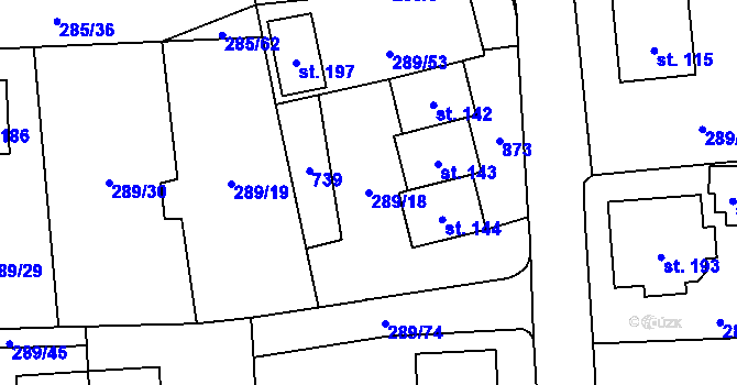 Parcela st. 289/18 v KÚ Chelčice, Katastrální mapa