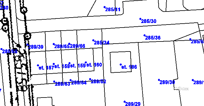Parcela st. 289/40 v KÚ Chelčice, Katastrální mapa