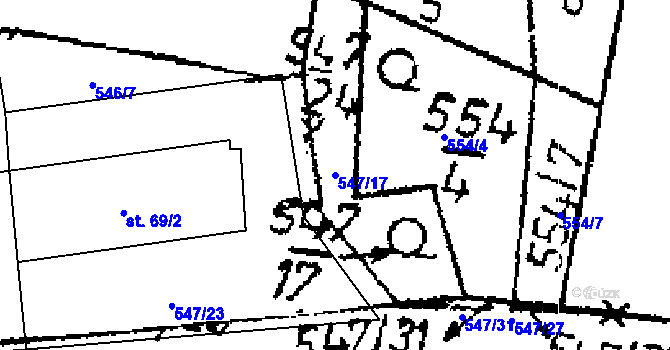 Parcela st. 547/17 v KÚ Chelčice, Katastrální mapa