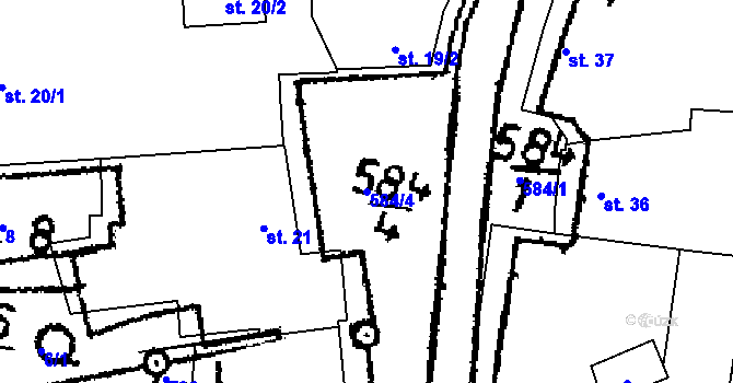 Parcela st. 584/4 v KÚ Chelčice, Katastrální mapa