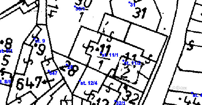 Parcela st. 11/1 v KÚ Chelčice, Katastrální mapa