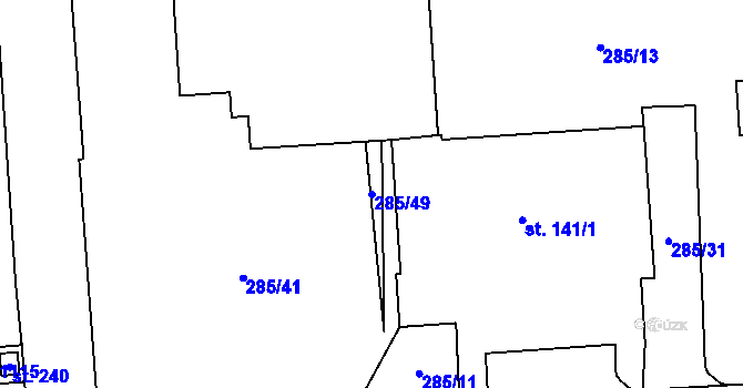 Parcela st. 285/49 v KÚ Chelčice, Katastrální mapa