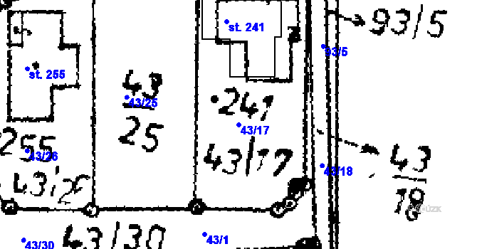 Parcela st. 43/17 v KÚ Chelčice, Katastrální mapa