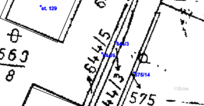 Parcela st. 644/5 v KÚ Chelčice, Katastrální mapa