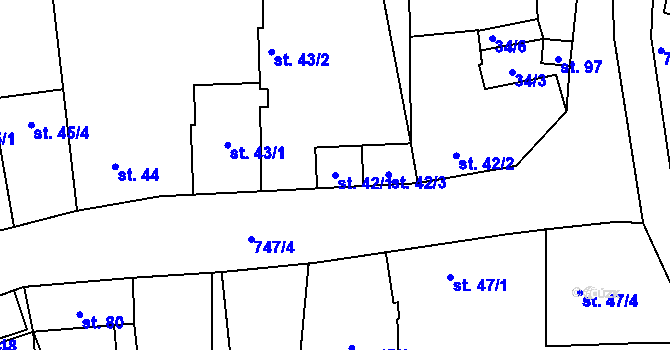 Parcela st. 42/1 v KÚ Truskovice, Katastrální mapa