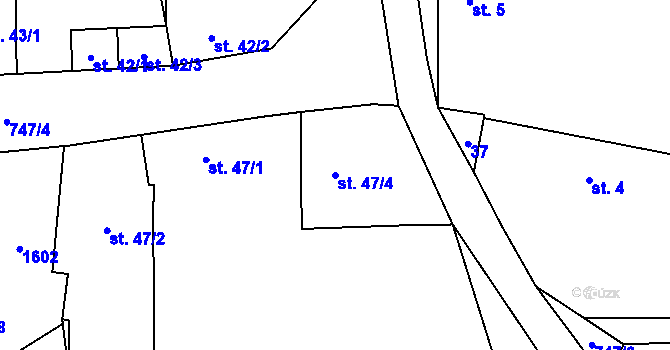 Parcela st. 47/4 v KÚ Truskovice, Katastrální mapa