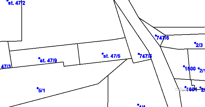 Parcela st. 47/5 v KÚ Truskovice, Katastrální mapa
