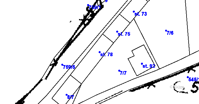 Parcela st. 78 v KÚ Truskovice, Katastrální mapa