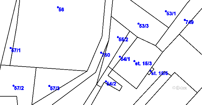 Parcela st. 750 v KÚ Truskovice, Katastrální mapa