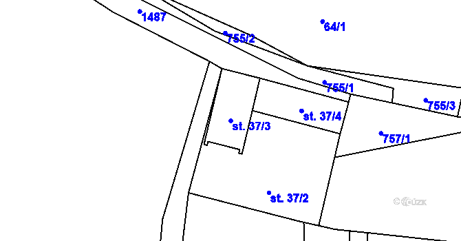 Parcela st. 37/3 v KÚ Truskovice, Katastrální mapa