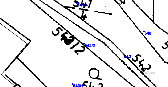 Parcela st. 543/2 v KÚ Truskovice, Katastrální mapa