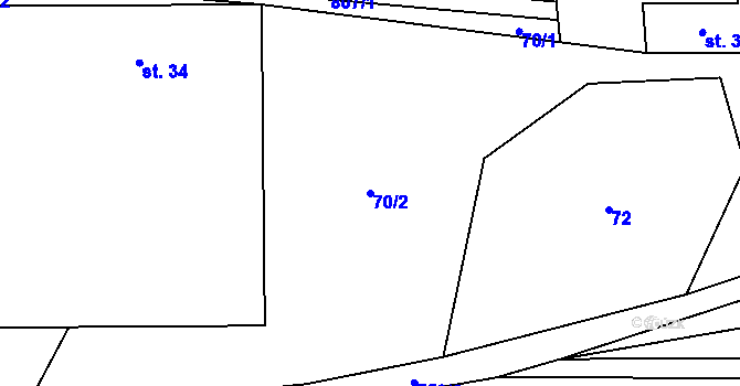 Parcela st. 70/2 v KÚ Truskovice, Katastrální mapa