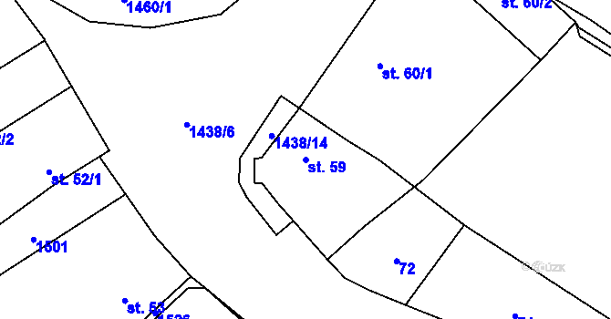 Parcela st. 59 v KÚ Cheznovice, Katastrální mapa