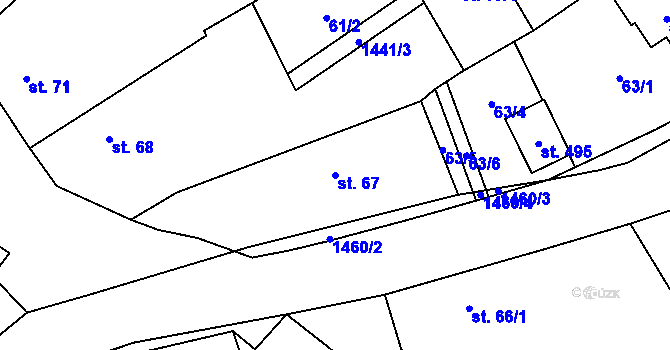 Parcela st. 67 v KÚ Cheznovice, Katastrální mapa