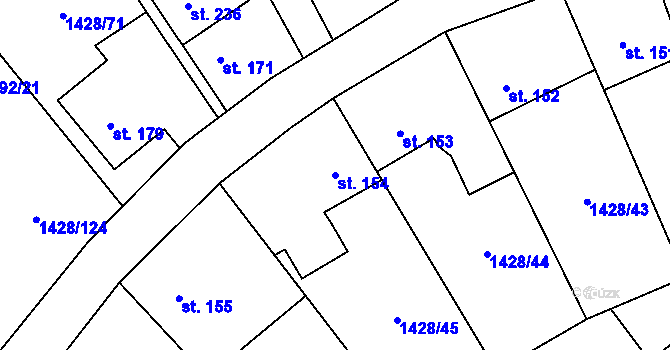 Parcela st. 154 v KÚ Cheznovice, Katastrální mapa