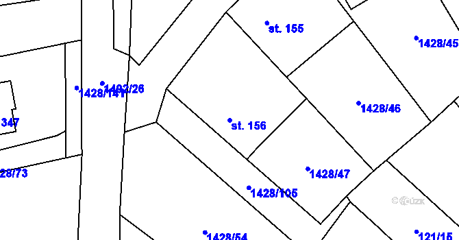 Parcela st. 156 v KÚ Cheznovice, Katastrální mapa