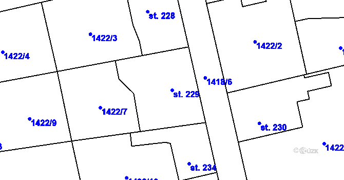 Parcela st. 229 v KÚ Cheznovice, Katastrální mapa