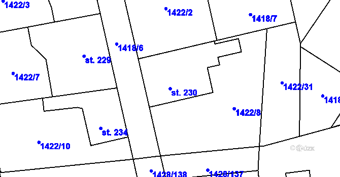 Parcela st. 230 v KÚ Cheznovice, Katastrální mapa