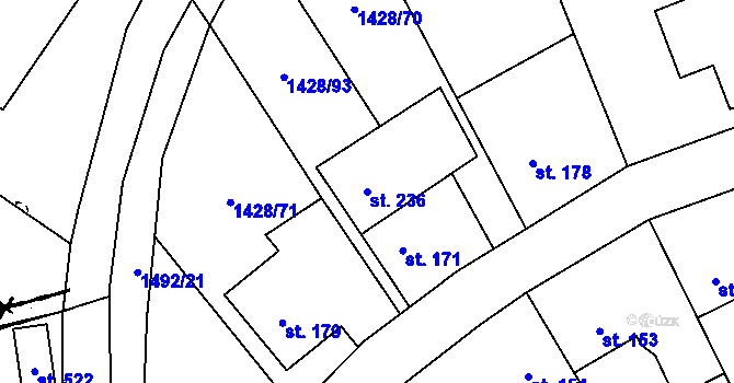 Parcela st. 236 v KÚ Cheznovice, Katastrální mapa