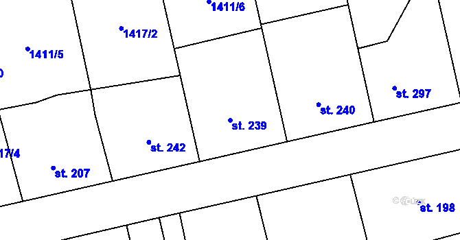Parcela st. 239 v KÚ Cheznovice, Katastrální mapa