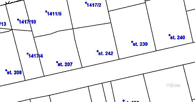 Parcela st. 242 v KÚ Cheznovice, Katastrální mapa