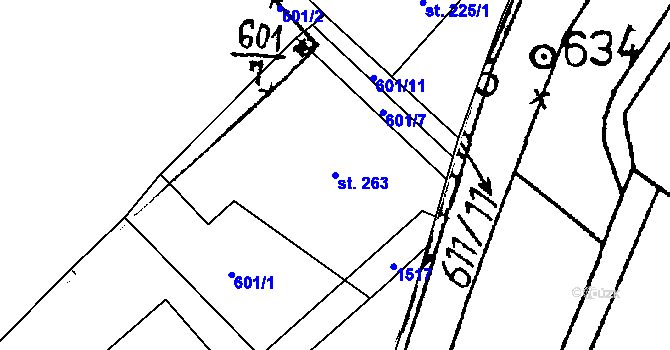 Parcela st. 263 v KÚ Cheznovice, Katastrální mapa