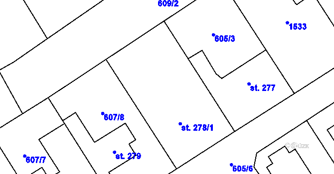 Parcela st. 278/2 v KÚ Cheznovice, Katastrální mapa