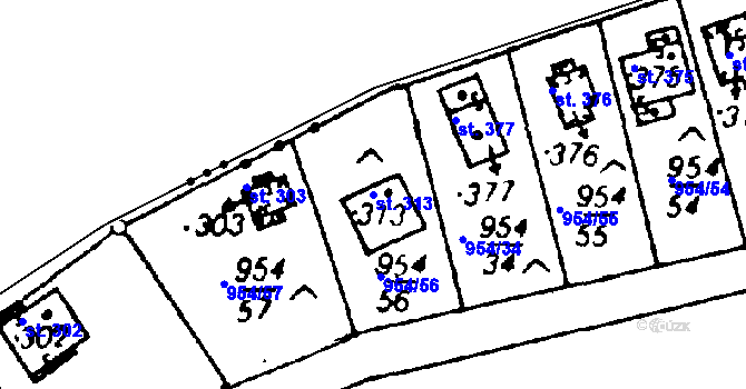 Parcela st. 313 v KÚ Cheznovice, Katastrální mapa