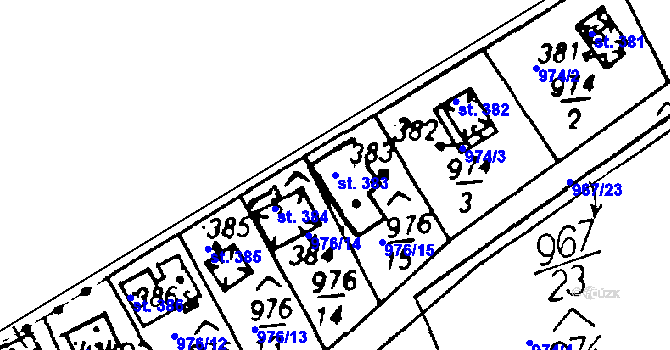 Parcela st. 383 v KÚ Cheznovice, Katastrální mapa
