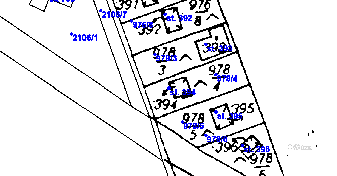 Parcela st. 394 v KÚ Cheznovice, Katastrální mapa