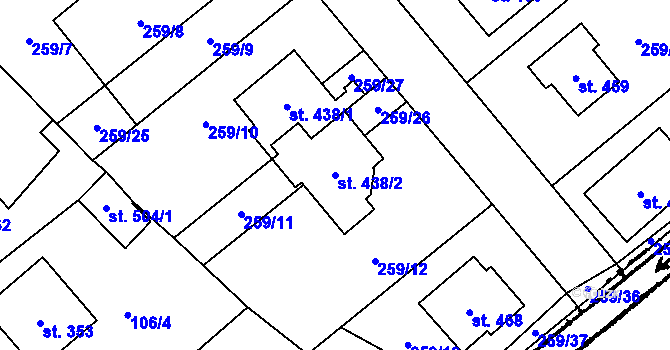Parcela st. 438/2 v KÚ Cheznovice, Katastrální mapa