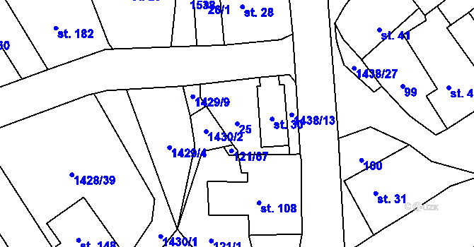 Parcela st. 25 v KÚ Cheznovice, Katastrální mapa